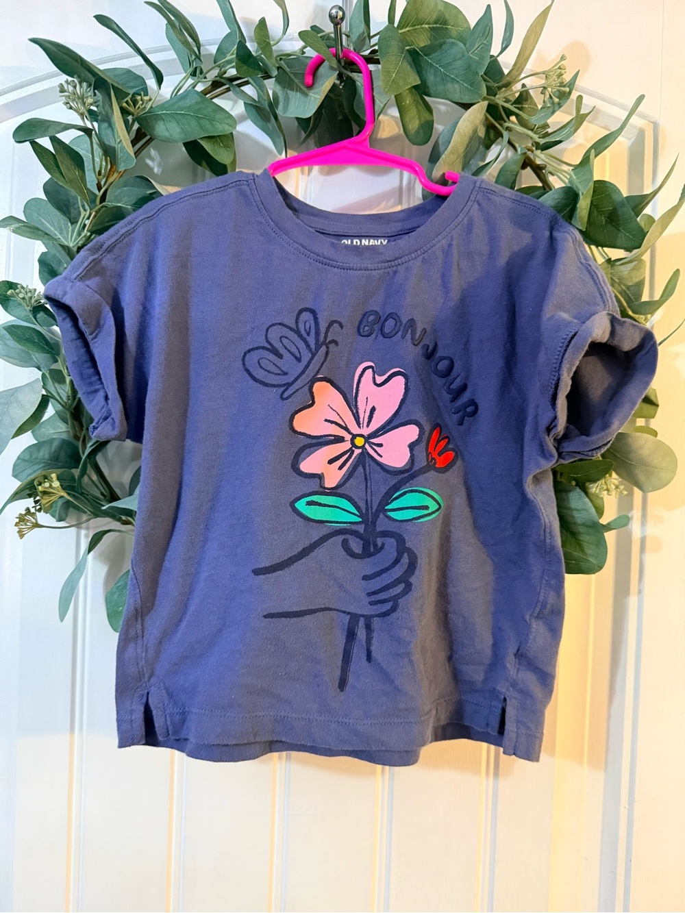 💫10/$25 • Old Navy Bonjour Cuffed Sleeve Cotton Tee